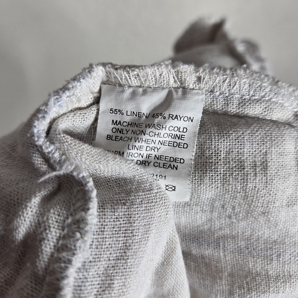 Briggs Ladies' Linen Blend Short Size Large Cream Striped Embroidered - Picture 16 of 16